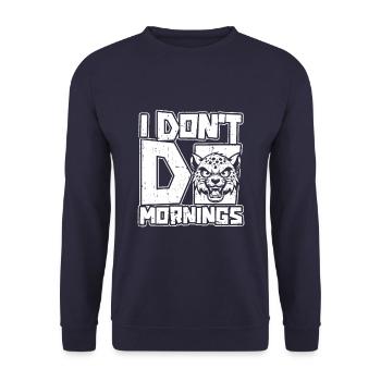 Cheetah Funny I Don't Do Mornings - Unisex Sweatshirt - navy - Front - Alina (178cm) & Michal (187cm)