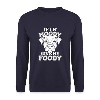 Beagle Witzig If Im Moody Give Me Foody - Unisex Pullover - Navy - Vorne - Alina (178cm) & Michal (187cm)