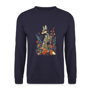 Fox Flower Skeleton Flower Animal - Unisex Sweatshirt - navy - Front - Alina (178cm) & Michal (187cm)
