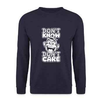 Monkey Funny Don't Know Dont Care - Unisex Sweatshirt - navy - Front - Alina (178cm) & Michal (187cm)