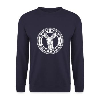 Kangaroo Funny Don't Know Don't Care - Unisex Sweatshirt - navy - Front - Alina (178cm) & Michal (187cm)