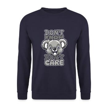 Koala Bear Funny Don't Know Dont Care - Unisex Sweatshirt - navy - Front - Alina (178cm) & Michal (187cm)