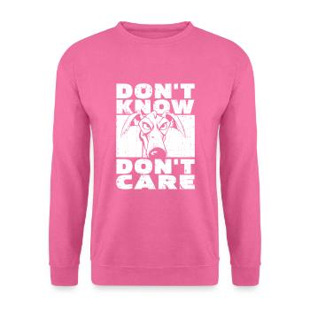 Greyhound Greyhound Funny Dont Know Don't Care - Unisex Sweatshirt - pink - Front