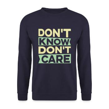 Humour noir Drôle Ne sais pas Je m’en fous - Sweat-shirt Unisexe - marine - Devant - Alina (178cm) & Michal (187cm)