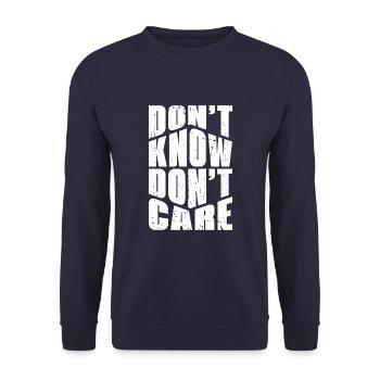 Humour noir Drôle Ne sais pas Je m’en fous - Sweat-shirt Unisexe - marine - Devant - Alina (178cm) & Michal (187cm)
