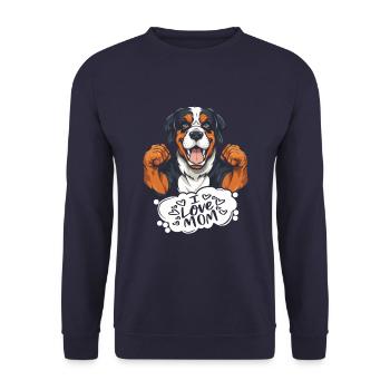 Bouvier bernois J’aime maman - Sweat-shirt Unisexe - marine - Devant - Alina (178cm) & Michal (187cm)
