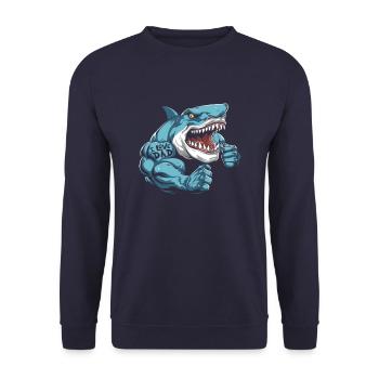 Shark Biceps Tattoo I Love Dad - Unisex Sweatshirt - navy - Front - Alina (178cm) & Michal (187cm)