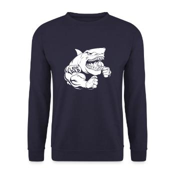 Shark Biceps Tattoo I Love Dad - Unisex Sweatshirt - navy - Front - Alina (178cm) & Michal (187cm)