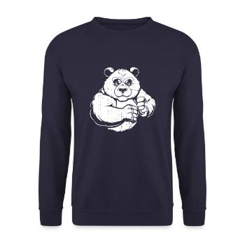 Großer Panda Pandabär - Unisex Pullover - Navy - Vorne - Alina (178cm) & Michal (187cm)