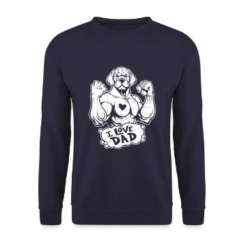 Labrador I Love Dad - Unisex Pullover - Navy - Vorne - Alina (178cm) & Michal (187cm)
