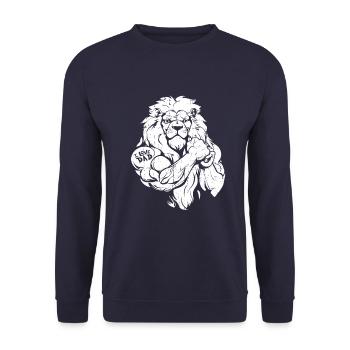 Lion Biceps Tattoo I Love Dad - Unisex Sweatshirt - navy - Front - Alina (178cm) & Michal (187cm)