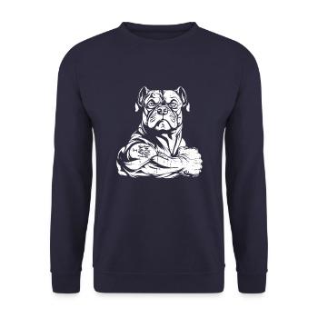 American Bully J’aime Papa - Sweat-shirt Unisexe - marine - Devant - Alina (178cm) & Michal (187cm)