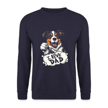 Border Collie J’aime Papa - Sweat-shirt Unisexe - marine - Devant - Alina (178cm) & Michal (187cm)