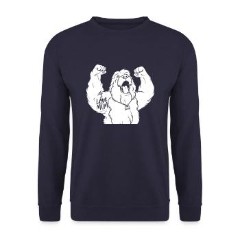 Vieux berger anglais Bobtail j’aime papa - Sweat-shirt Unisexe - marine - Devant - Alina (178cm) & Michal (187cm)