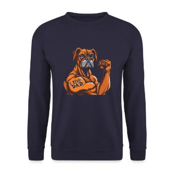 Boxer Hund Deutscher Boxer Bizeps Tattoo - Unisex Pullover - Navy - Vorne - Alina (178cm) & Michal (187cm)