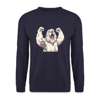 Vieux berger anglais Bobtail j’aime papa - Sweat-shirt Unisexe - marine - Devant - Alina (178cm) & Michal (187cm)
