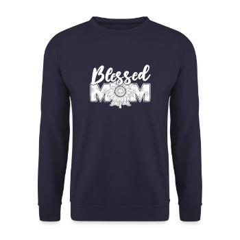 Sonnenblumen Mama Sunflower Mom - Unisex Pullover - Navy - Vorne - Alina (178cm) & Michal (187cm)