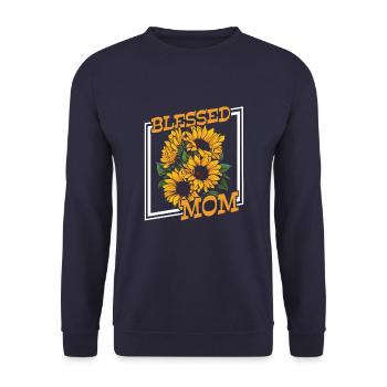 Sonnenblumen Mama Sunflower Mom - Unisex Pullover - Navy - Vorne - Alina (178cm) & Michal (187cm)