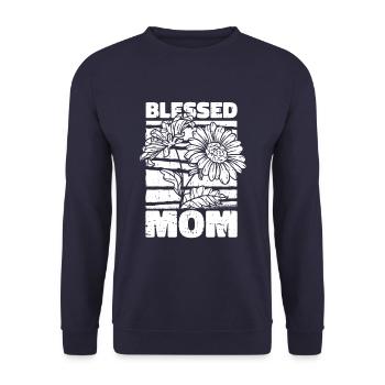Sonnenblumen Mama Sunflower Mom - Unisex Pullover - Navy - Vorne - Alina (178cm) & Michal (187cm)