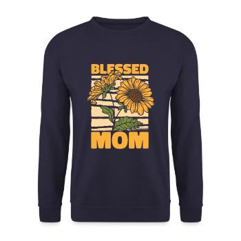Sonnenblumen Mama Sunflower Mom - Unisex Pullover - Navy - Vorne - Alina (178cm) & Michal (187cm)