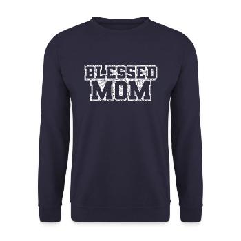 Sonnenblumen Mama Sunflower Mom - Unisex Pullover - Navy - Vorne - Alina (178cm) & Michal (187cm)