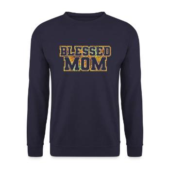 Sonnenblumen Mama Sunflower Mom - Unisex Pullover - Navy - Vorne - Alina (178cm) & Michal (187cm)