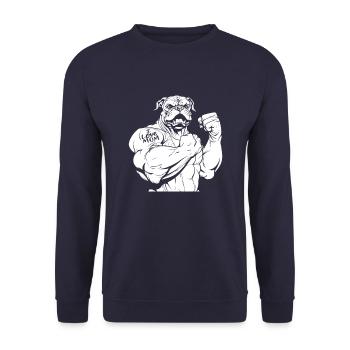 Bulldog Biceps Tattoo I Love Mom - Unisex Sweatshirt - navy - Front - Alina (178cm) & Michal (187cm)