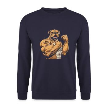 Bulldogge Mutter I Love Mom - Unisex Pullover - Navy - Vorne - Alina (178cm) & Michal (187cm)