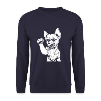 Chihuahua I Love Mom - Unisex Pullover - Navy - Vorne - Alina (178cm) & Michal (187cm)