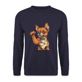 Chihuahua I Love Mom - Unisex Pullover - Navy - Vorne - Alina (178cm) & Michal (187cm)