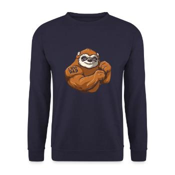 Faultier I Love Dad - Unisex Pullover - Navy - Vorne - Alina (178cm) & Michal (187cm)