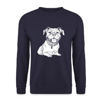 American Bully Souriant - Sweat-shirt Unisexe - marine - Devant - Alina (178cm) & Michal (187cm)