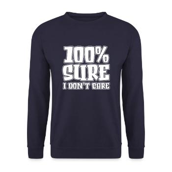 Schwarzer Humor Lustig I Dont Care - Unisex Pullover - Navy - Vorne - Alina (178cm) & Michal (187cm)