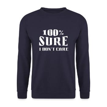 Schwarzer Humor Witzig I Dont Care - Unisex Pullover - Navy - Vorne - Alina (178cm) & Michal (187cm)