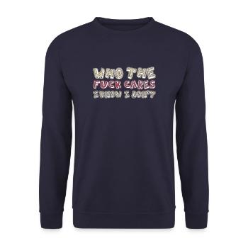 Schwarzer Humor Lustig I Dont Care - Unisex Pullover - Navy - Vorne - Alina (178cm) & Michal (187cm)