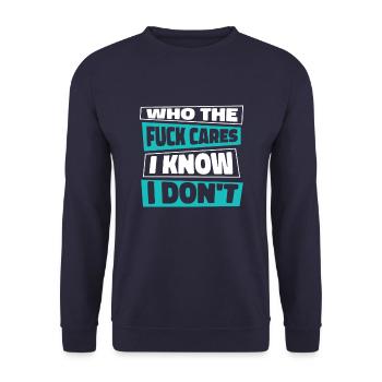 Schwarzer Humor I Dont Care - Unisex Pullover - Navy - Vorne - Alina (178cm) & Michal (187cm)