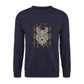 Loup Abstrait Géométrique Polygone Loup - Sweat-shirt Unisexe - marine - Devant - Alina (178cm) & Michal (187cm)
