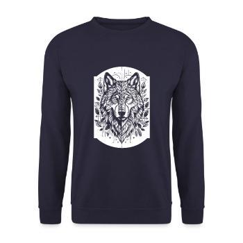 Loup Polygone Géométrique Loup - Sweat-shirt Unisexe - marine - Devant - Alina (178cm) & Michal (187cm)