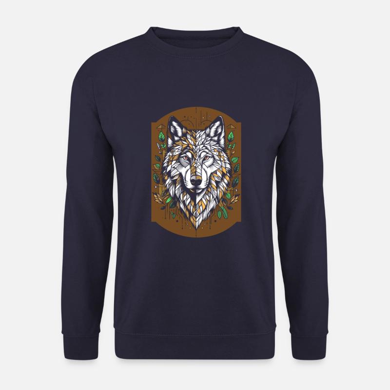 Wolf Geometrisch Polygon Wolf - Unisex Pullover - Navy