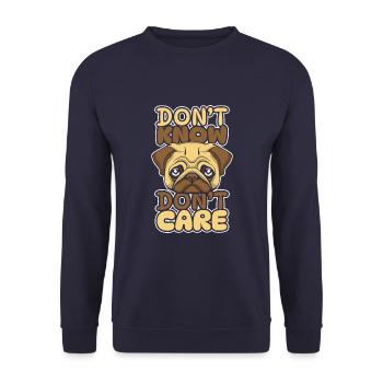 Carlin Chien Drôle Ne Pas Savoir Ne Pas Se Soucier - Sweat-shirt Unisexe - marine - Devant - Alina (178cm) & Michal (187cm)