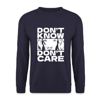 Épagneul breton drôle Je ne sais pas Je m’en fous - Sweat-shirt Unisexe - marine - Devant - Alina (178cm) & Michal (187cm)