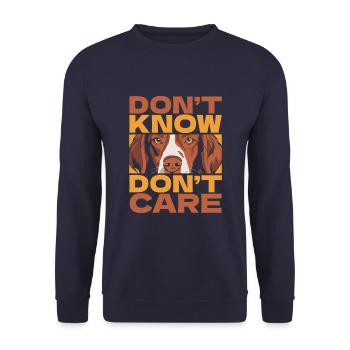 Épagneul breton drôle ne sait pas ne s’en soucie pas - Sweat-shirt Unisexe - marine - Devant - Alina (178cm) & Michal (187cm)