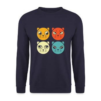 Katze - Unisex Pullover - Navy - Vorne - Alina (178cm) & Michal (187cm)