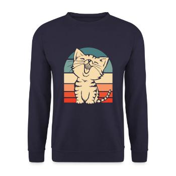 Katze - Unisex Pullover - Navy - Vorne - Alina (178cm) & Michal (187cm)
