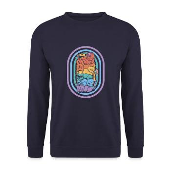 Katze - Unisex Pullover - Navy - Vorne - Alina (178cm) & Michal (187cm)