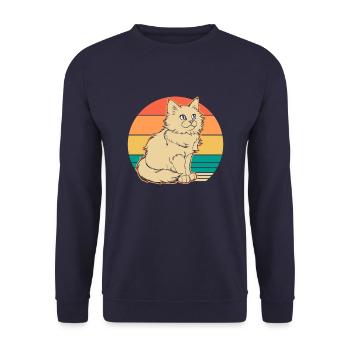 Katze - Unisex Pullover - Navy - Vorne - Alina (178cm) & Michal (187cm)