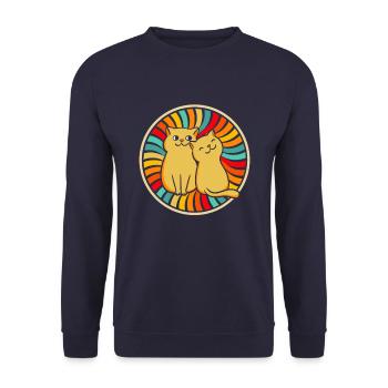 Katze - Unisex Pullover - Navy - Vorne - Alina (178cm) & Michal (187cm)