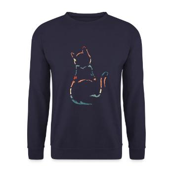 Katze - Unisex Pullover - Navy - Vorne - Alina (178cm) & Michal (187cm)