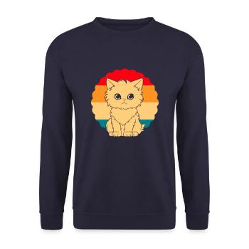 Katze - Unisex Pullover - Navy - Vorne - Alina (178cm) & Michal (187cm)