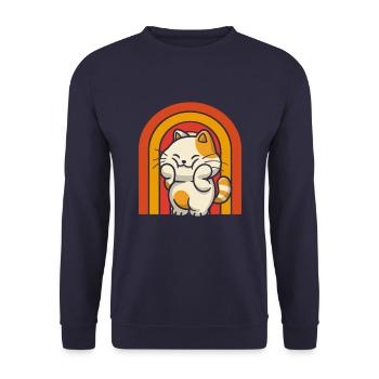 Katze - Unisex Pullover - Navy - Vorne - Alina (178cm) & Michal (187cm)